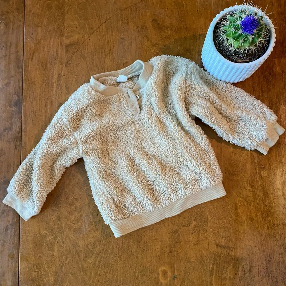 Toddler 2T Fuzzy Beige Matching Set Cozy Lounge Outfit Unisex